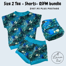 Load image into Gallery viewer, Dasher Bundle - Size 2 T-shirt &amp; Shorts + OSFM Pocket nappy
