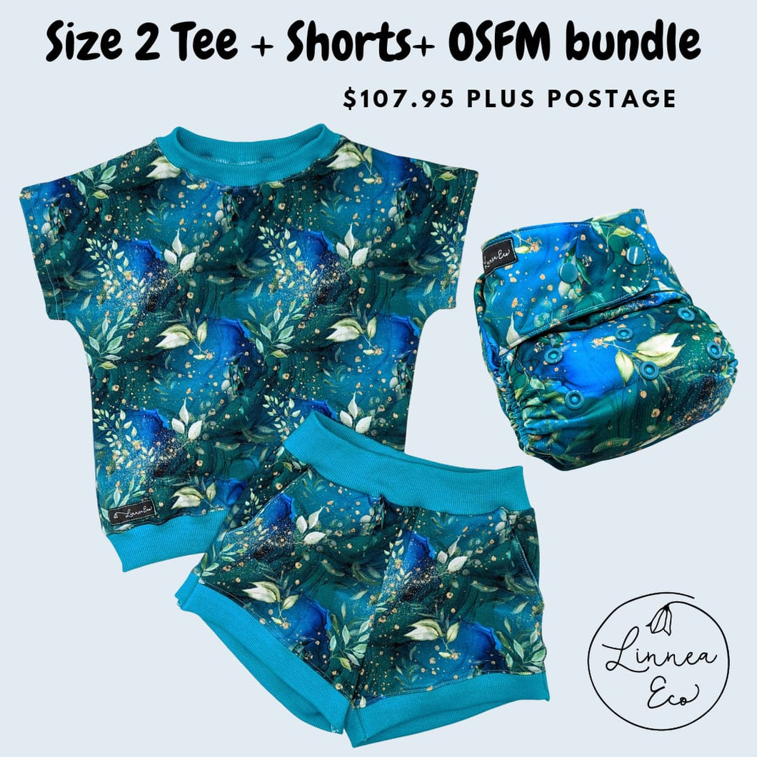 Dasher Bundle - Size 2 T-shirt & Shorts + OSFM Pocket nappy