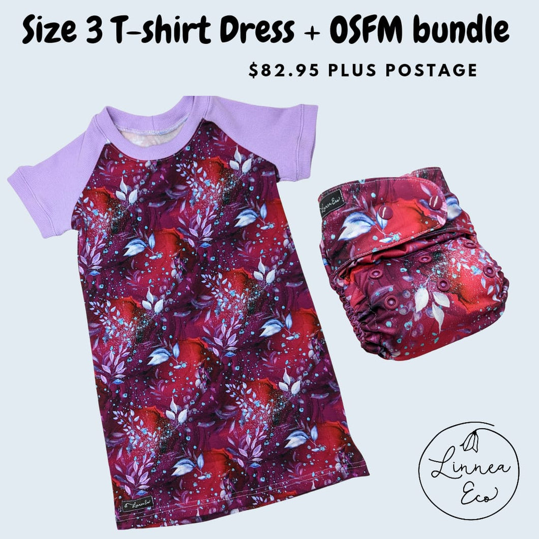 Dancer Bundle - Size 3 T-shirt Dress + OSFM Pocket nappy